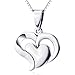 925 Sterling Silver Jewelry Double Heart Pendant Necklace for Women, 18