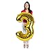 Gold Number 3 Mylar Balloon Three Year Old Birthday Decorations Party Supplies for Girls and Boys Large Foil Photo Props Picture Booth Big Ornaments