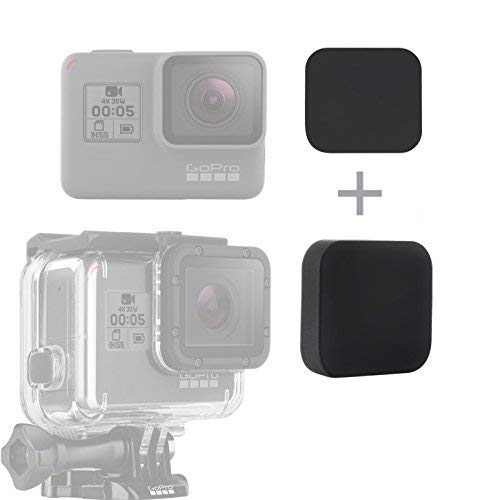 SOONSUN Silicone Lens Cap Cover Kit for GoPro Hero 5 6 7 Black Hero2018 Camera and Housing Case (Include 2 x Lens Caps for Hero5 6 7 Black Camera and Housing)