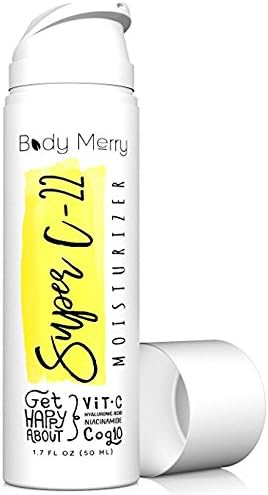 Body Merry Face Moisturizer Cream - Anti-Aging Lotion for Wrinkles, Lines, Acne & Dark Spots w 22% Vitamin C, Hyaluronic Acid, Niacinamide, CoQ10