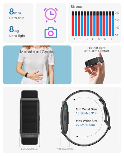 Smart Bracelet, Health Fitness & Activity Tracker with All-Day Continuous Heart Rate/Blood Pressure Monitor, Sleep Tracker, 170+ Sport Modes, 60 Day Battery & Free App, IP68 Smart Band for Android IOS