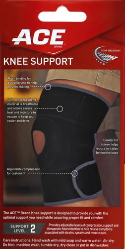 ACE Brand Adjustable Compression Knee Support, Moderate Support for Weak, Sore or Injured Joints, One Size Fits Most