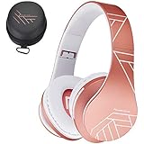 PowerLocus Bluetooth Over-Ear Headphones, Wireless Stereo Foldable Headphones Wireless and Wired Headsets with Built-in Mic, Micro SD/TF, FM for iPhone/Samsung/iPad/PC (Rose Gold)
