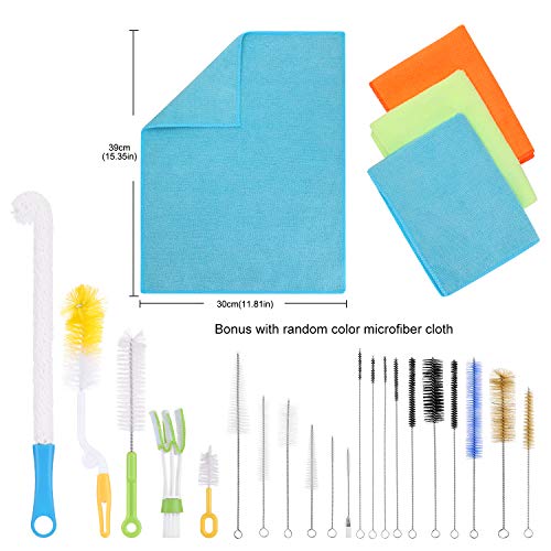 Multipurpose Bottle Brush Set, SEFONE 22 Pcs Stainless Steel Cleaning Brush Cleaner for Washing Cup Mug Straw Brewing Wine Beer Bottle Newborn Feeding Tube Bonus with 1 Pcs Microfiber Cloth - Thumbnail 4