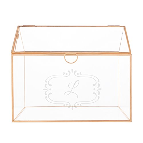 Cathy's Concepts Personalized Glass Terrarium Reception Gift Card Holder, Rose Gold
