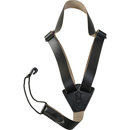 Levy's M20L-BLK 1" Genuine Leather Classical/Ukulele Strap, Black