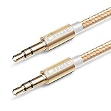 Cone 6.6Ft Nylon Premium Aux Cable ,Gold Plated Connectors, Auxiliary Audio Cable for Car / home Stereos,Headphones,iphone,Computer,Speaker,MP3 Players ( Gold )