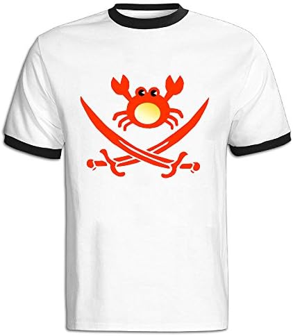 Men's Cartoon Crab Sword 100% Cotton Black Medium Shirts