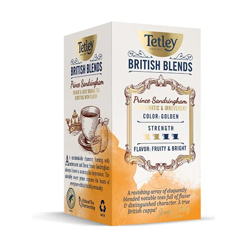 TETLEY BRITISH BLENDS, PRINCE SANDRINGHAM, JUICY ORANGE BLACK TEA, 20 TEA BAGS