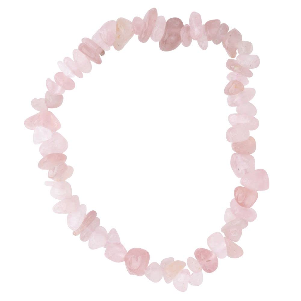 Earth Story Natural Rose Quartz Chip Bracelet 7.5" – Emotional Healing & Love Stone Bracelet