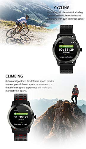 Sunward Waterproof Sport Smart Watch Blood Pressure Heart Rate Monitor for iOS Android,Smart Pedometer for Kids, Women and Men (Black)