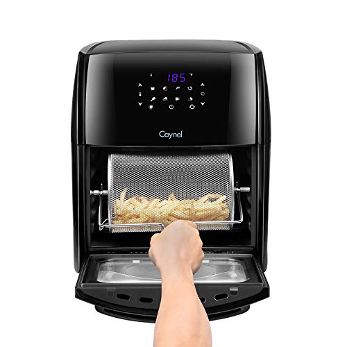 Caynel 12.5 Quart Digital Air Fryer with Rotisserie, Dehydrator, Convection Oven, 8 Presets to Air Fry, Roast, Dehydrate, Bake & More, Glass Viewing Window, Accessory Kit and Recipe Book Included, Large Capacity, 1700W