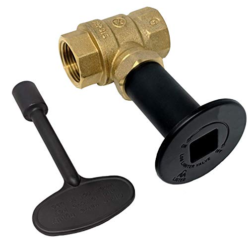 Midwest Hearth 3" Gas Fire Pit Key Valve Kit - 3/4" NPT - Flat Black