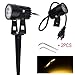 Annstory 6W Oudoor Flood Light by, Bright LED Black Landscape Stake Light with Cord Set, Landscape Spotlight for Garden Yard Patio Path lawn，Waterproof，Warm White（2 pack）