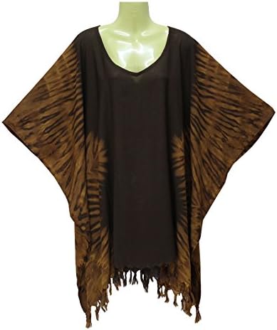 ATM Poncho Caftan Tops Kaftan Blouse Non-Fade Real Handmade Tie dye Color Plus Size