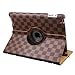 LiViTech 360 Degrees Rotating Brown Checker Damier Magnetic Leather Smart Cover Case for Apple New iPad 3