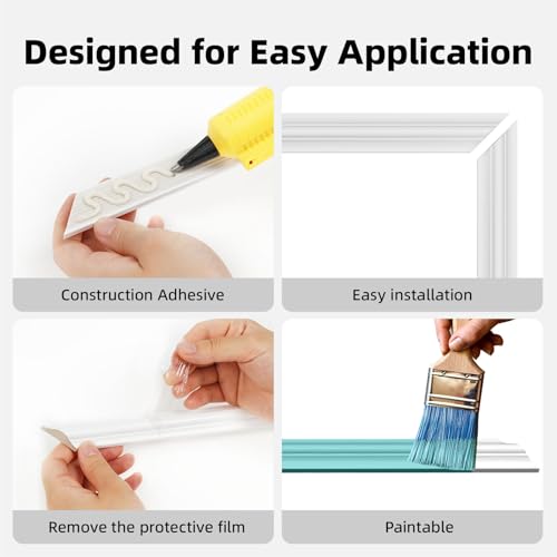 JSIWOTH Kit de Molduras de Pared 3 Sets 60 x 60 cm, Molduras para Pared Pre Cortadas, Paneles Decorativos Estilo Marco para DIY Revestimiento de Pared Interior, Blanco (Requiere adhesivo)