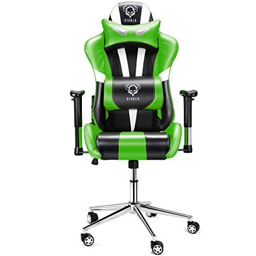 Diablo-X-Eye-Gaming-Sedia-Base-cromata-braccioli-Regolabili-meccanismo-di-inclinazione-Cuscino-Lombare-Finta-Pelle-Portata-150-kg-Scelta-del-Colore-Nero-Verde