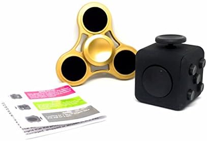 The High-Speed Gold Brass Tri-Spinner Toy Stress Reducer With Bearing Hand Fidget With Fidget Cube Bundle Best for ADHD Anxiety Autism Boredom Killing Time For Adults &amp; Children
