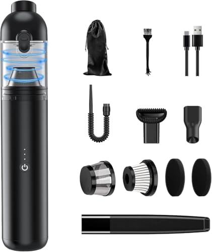 Car Vacuum Portable Cordless, 4-in-1 Handheld Vacuums Cordless, 16,000PA Strong Suction Portable Vacuum for Car, One-touch to Empty, Lightweight Air Dust Buster for Travel, Office, Pet Hair & Home