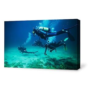 Canvas Wall Art for Living Room,Bedroom Home Artwork Paintings Deep Sea Diving Ready to Hang - 12x18 inches