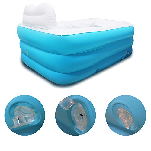 Inflatable Portable Bathtub, Family Bathroom Home Spa, Foldable Inflatable Durable Soaking Bathtub with Large Backrest, Outdoor Freestanding Inflatable Pool, Easy to Inflate and Use