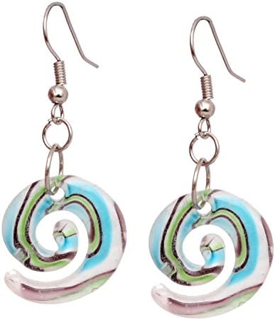 Bleek2Sheek Murano Inspired Glass Striped Lollipop Hypoallergenic Earrings with stainless steel French ear hooks