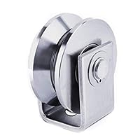 Chiloskit 2 inch 304 Stainless Steel Sliding Gate Roller Wheel Bearing V Groove Guide Pulley for Swing/Sliding Sate with Wheel+Bracket,660 lbs Capacity (V)
