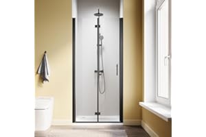 SL4U Bifold Shower Door, 36" W x 72" H, 1/4" Tempered Glass Shower Door, Foldable Shower Glass Door, Easy to Clean, Matte Black Finish