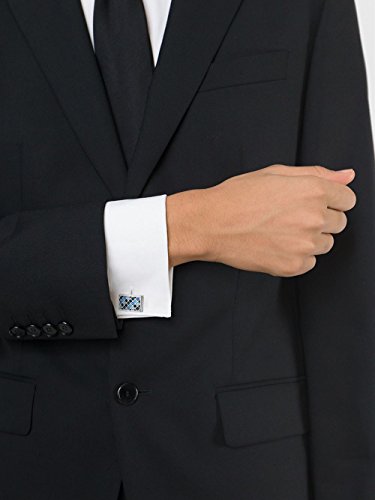 Mr.Van Elegant Swarovski Crystal Cufflinks Blue Glimmering Cuff Links Set Wedding Christmas Gifts for Him