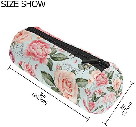 Vinlin Pencil Case Watercolor Peony Rose Flower Portable Pencil Holder Bag Multi-Functional Pouch Pen Zipper Bag Purse for School Office