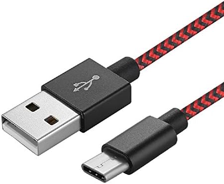 USB Type C Cable, PLUSMI USB C Cable 3Ft Nylon Braided Cord USB C Fast Charger for Macbook, Samsung Galaxy S9,Note 8,S8 Plus,LG V30 V20 G6 G5,Google Pixel,Nexus 6P 5X,Moto Z Z2(Black&amp;Red)