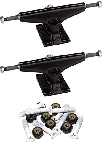 Krux Trucks Standard Black/Black Skateboard Trucks - 5.625" Hanger 8.25" Axle with 1" White Hardware