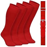 Gnodio 2 Pairs Baseball Socks and Belt Cotton Adjustable Youth Baseball Softball Socks Belt for Boys Girls