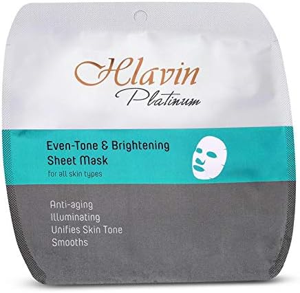 HLAVIN PLATINUM Even-Tone and Brightening Sheet Mask - All skin types, dead sea mud mask, brightening face mask, 20ml