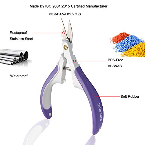 Stainless Steel Professional Curved Cuticle Scissor Cuticle Nipper Cuticle Cutter Cuticle Trimmer Cuticle Remover with Safety Cover for Dead Skin Removal (Violet)