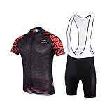 MYNEKO Mens Short Sleeve Cycling Jersey 3D Padded Bib Short Set Quick-Dry Polyester