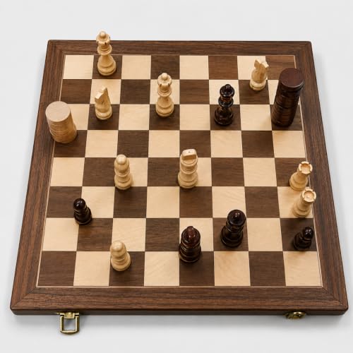 Jogo de Xadrez e Damas 29cm Magnético em Madeira Dobrável [VALUANCE] | Luxo, Profissional