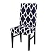 YIMEIS Stretch Geometric Printed Dining Chair Protector Cover, Removable Washable Short Slipcover for Hotel, Dining Room, Ceremony, Office, Banquet, Wedding Party (Pack of 4, Navy)