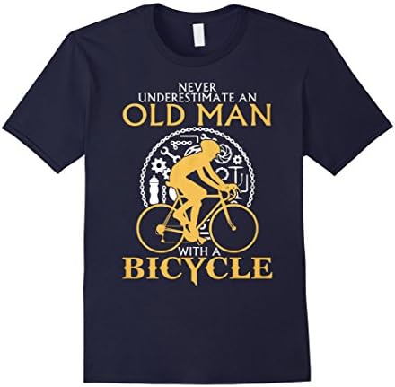 Men's Never Underestimate An Old Man With A Bicycle T Shirt Medium Navy