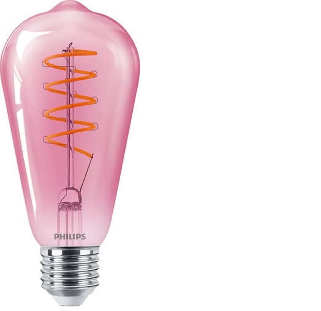 Philips LED Premium Classic ST64 Pink Dimmable Light Bulb [E27 Edison Screw] 15 W, Flame 1800 K.