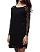 Bepei Women Lace In Point Black Lace Shift Dress Black 2XL