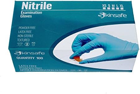 Nitrile Disposable Gloves - Powder Free - Latex Free - Box of 100 - Medical Tattoo Auto or Household - Extra Small, Small, Medium, Large, Extra Large (Large)