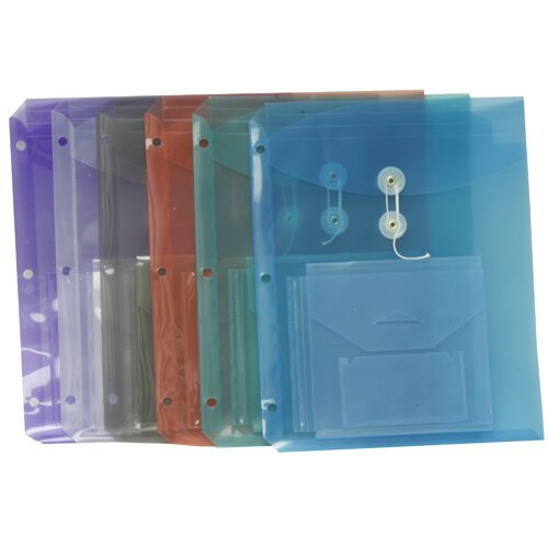 JAM Paper Purple Plastic 3 Hole Punch Binder Envelope Sleeves with CD