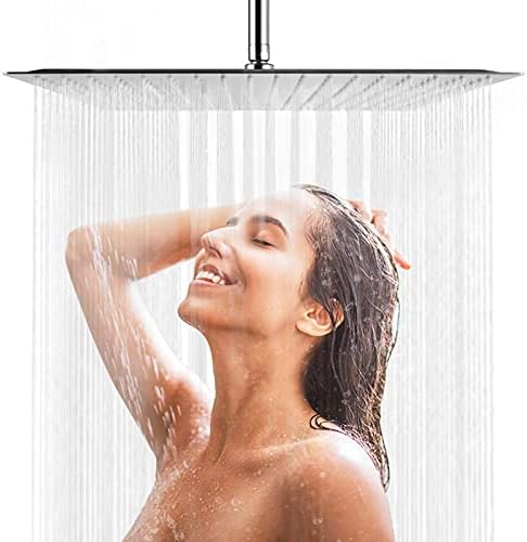 AWARA 16 Inch Rain shower head, Square Ultra Thin 304 Stainless Steel ...