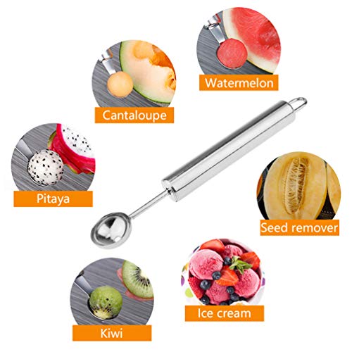 YOBAYE Melon Baller Scoop Fruit Carving Knife Apple Pear Corer Seed Remover Tool-3 Piece Stainless Steel Fruit Tool Set