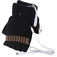 Hadeflia Unisex USB Heated Gloves Women Men Full&Half Finger Cap Winter Warm Mittens Thermal Knit Hand Laptop Gloves