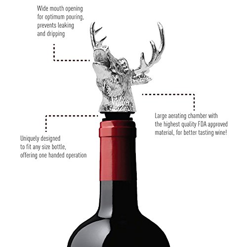 FREEMASTER Wine Pourer Wine Aerators Stainless Deer Stag Head Wine Pourer Stags Head Bottle