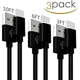 Samsung Galaxy S8/S8 Plus Charger Charging Cable Fast Charge 3FT 6FT 10FT,USB Type C 3.0 Cord for ZTE Max XL/Blue/Pro/Blade V8 Pro,LG Q8/Q7/Q7 Plus,Asus Zenfone 5z/AR/3/3 Zoom/Deluxe/Ultra 3 Pack