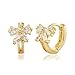 Windshow Girls 18K Gold Plated Mini Butterfly Bowknot CZ Huggies Hoop Earrings (Yellow)